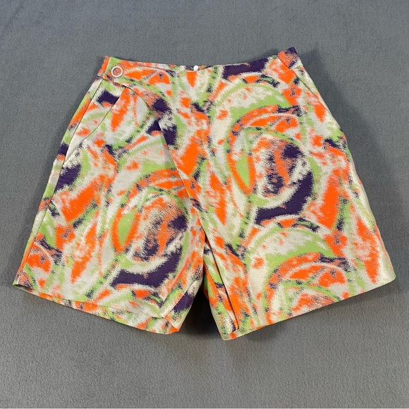 Karen Millen Women’s Orange Multicolor Abstract Skorts/Shorts, Pockets, size 4 - Picture 1 of 10
